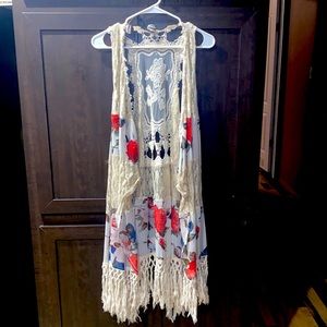 Floral and fringe overthrow